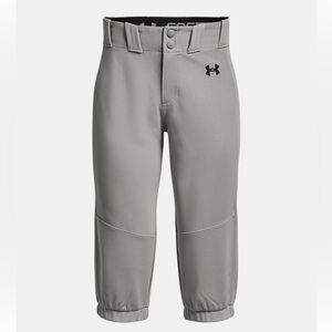 NWT UA Under Armour Girls Cropped Utility Softball Pants Baseball Gray YXS Sport